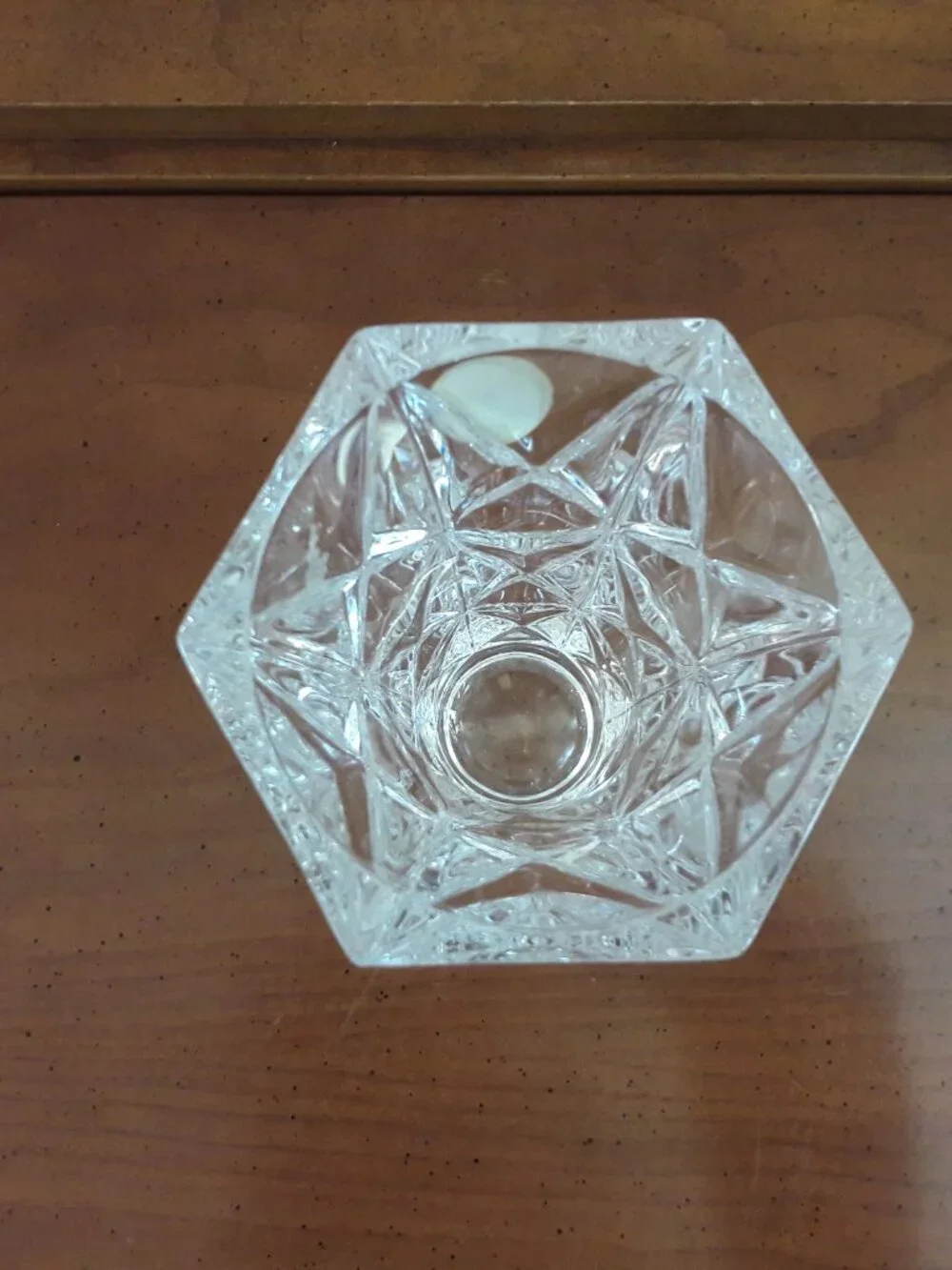 Vintage Cristal France Flower Vase Cross Hatch Pattern